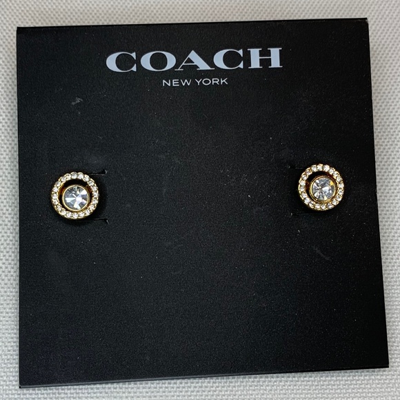 NWT! Coach Stunning Clear Faceted Crystal Post Pierced Earrings! - Picture 1 of 5